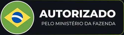 Selo horizontal "Autorizado pelo Ministério da Fazenda" tal como exibido pelo cassino.bet.br.